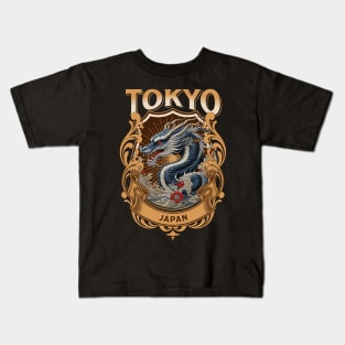 Fierce Tokyo Dragon: Sukajan-Inspired Embroidery Art print T-shirt Kids T-Shirt